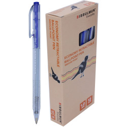 Bibbulmun Retractable Ballpoint Economy Pen Medium 1mm Blue Pack of 12