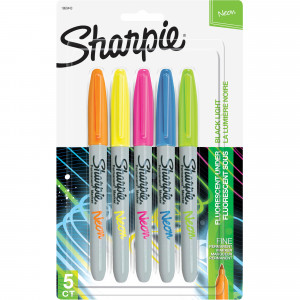 Sharpie Fine Point Marker Permanent 1.0mm Neon Assorted Pack of 5