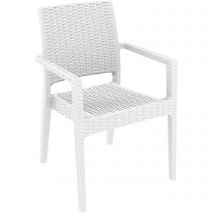 Ibiza Hospitality Dining Chair With Arms Indoor Outdoor Use Polypropylene White