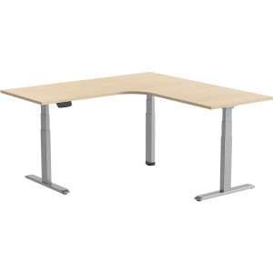 Ergovida Corner Electric Sit-Stand Desk 1800/1800W x  750D x 620-1280mmH Oak/Grey