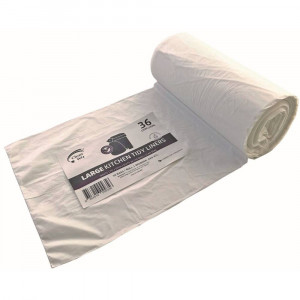 Clean Wiz Oxo-Biodegradable Kitchen Tidy Liners 36 Litres White Roll Of 50