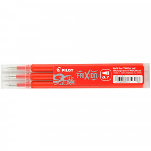 Pilot Frixion Ball 0.7mm Pen Refill Red Pack of 3