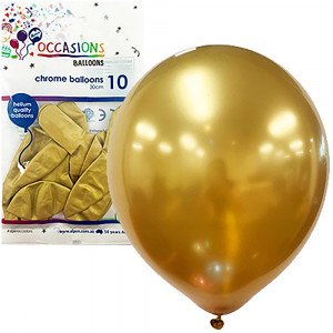 Alpen Occasions Balloons 30cm Chrome Gold Pack Of 10