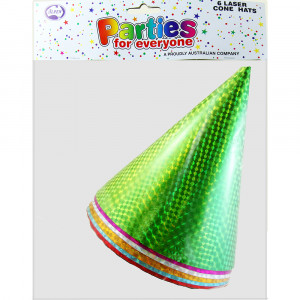 Alpen Parties For Everyone Birthday Party Hats Laser Cone Assorted Colours Pack Of 6