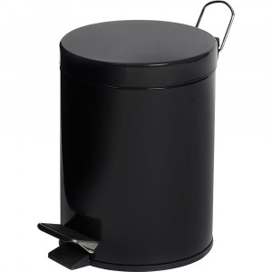 Compass Round Powder Coated Pedal Bin 5 Litres Black