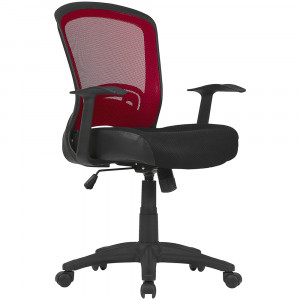 Intro Low Back Task Chair 1 Lever With Arms Red Mesh Back Black Fabric Seat