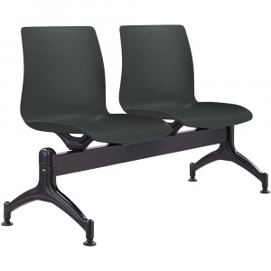 Pod 2 User Beam Seater Black Metal Frame And Black Plastic Seat