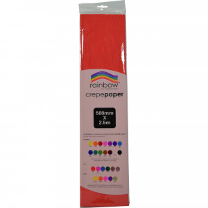 RAINBOW CREPE PAPER 500mm x 2.5m Red Pack of 12