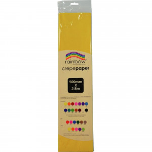 RAINBOW CREPE PAPER 500mm x 2.5m Yellow Pack of 12