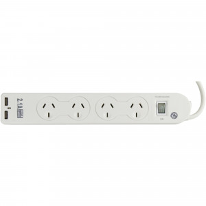 Italplast Powerboard 4 Outlet With 2 USB Ports Surge Protected