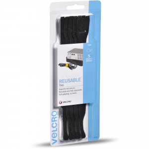 Velcro Brand Reusable Ties 25 x 200mm Black Pack Of 5