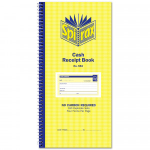 Spirax 553 Business Book Cash Receipt 279x144mm Carbonless Side Opening