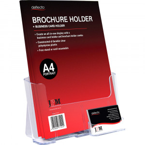 Deflecto Brochure Holder A4 Free Standing Or Wall Mount With Business Card Holder