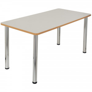 Sylex Quorum Geometry Meeting Table Rectangle 1500W x 750D x 740mmH Chrome And Off White