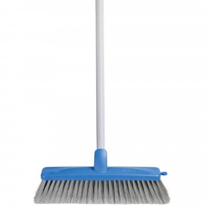 Oates Indoor Broom 270mm With Power Coated Steel Handle Blue And White