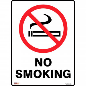 Zions Prohibition Sign No Smoking 450x600mm Polypropylene