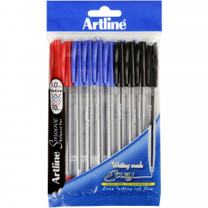 Artline 8210 Smoove Ballpoint Pen Medium 1mm Assorted Pack Of 10