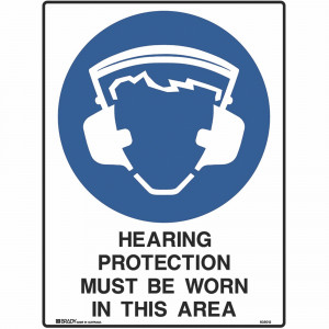 Brady Mandatory Sign Hearing Protection 450x600mm Metal