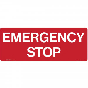 Brady Emergency Sign Emergency Stop 180x450mm Metal