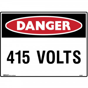 Brady Danger Sign 415 Volts 600x450mm Polypropylene