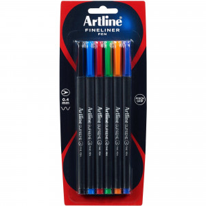 Artline Supreme Fineliner Pen 0.4mm Assorted Colours Pack Of 6
