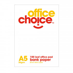 OFFICE CHOICE OFFICE PAD A5 100lf Bank Ruled 60gsm