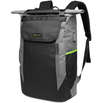 Moki 15.6 Inch Odyssey Roll-Top Backpack Black