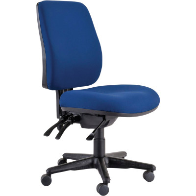 Buro Roma High Back Task Chair 3 Lever No Arms Blue Fabric Seat and Back