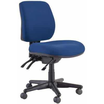 Buro Roma Mid Back Task Chair 3 Lever No Arms Blue Fabric Seat And Back