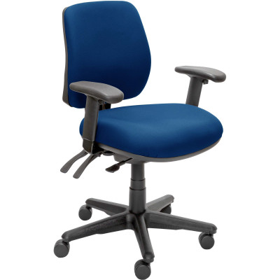 Buro Roma Mid Back Task Chair 3 Lever With Arms Blue Fabric Seat And Back