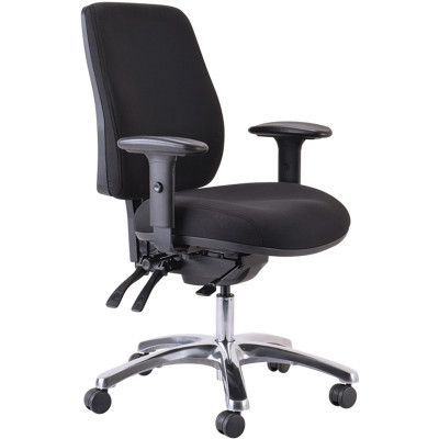 Buro Roma High Back Executive 24/7 Chair With Arms Black Fabric Seat and Back