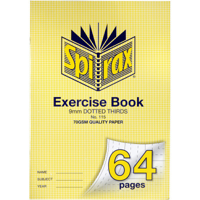 Spirax 115 Exercise Book A4 64 Page 9mm Dotted Thirds