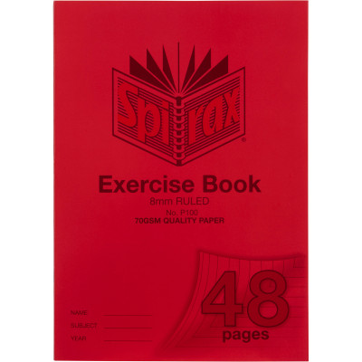 Spirax P100 Exercise Book Poly Cover A4 48 Page 8mm Ruled