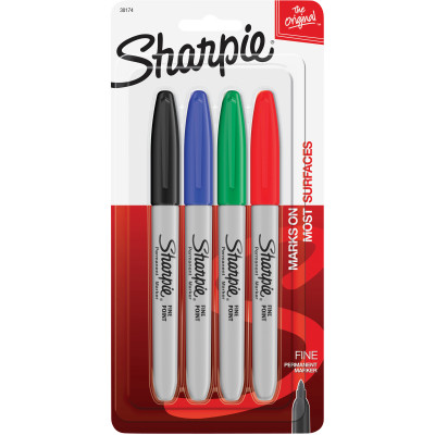 Sharpie Fine Point Marker Permanent 1.0mm Assorted Pack of 4