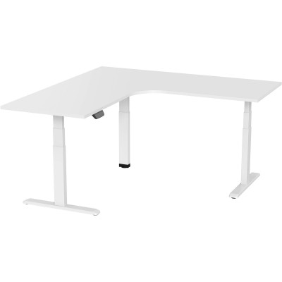 Ergovida Corner Electric Sit-Stand Desk 1800/1800W x  750D x 620-1280mmH White/White