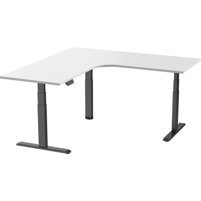 Ergovida Corner Electric Sit-Stand Desk 1800/1800W x  750D x 620-1280mmH White/Black