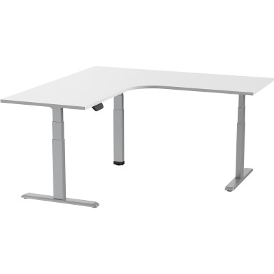 Ergovida Corner Electric Sit-Stand Desk 1800/1800W x  750D x 620-1280mmH White/Grey