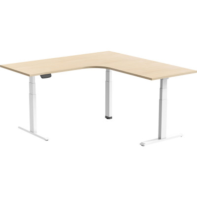 Ergovida Corner Electric Sit-Stand Desk 1800/1800W x  750D x 620-1280mmH Oak/White