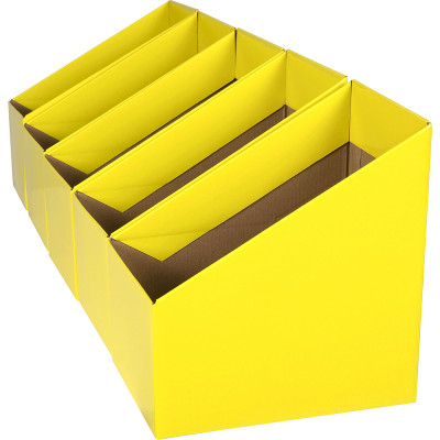 Marbig Book Boxes Large 17wx25dx27h cm Yellow Pack Of 5