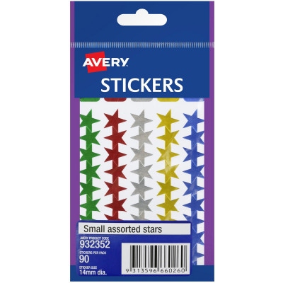 Avery Sticker Handipacks Small Stars Assorted Colours Pack of 90
