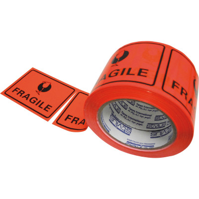 Stylus Label Tape 75x100mm Fragile Black on Orange 500 Labels