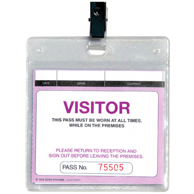 Zions WCVSFR Plastic Wallet Visitors & Contractors Pass With Clip Pack of 25