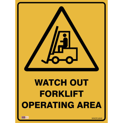 Zions Warning Sign Watch Out Forklift 450x600mm Polypropylene