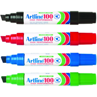 Artline 100 Jumbo Permanent Marker Chisel 12mm Assorted Pack Of 6